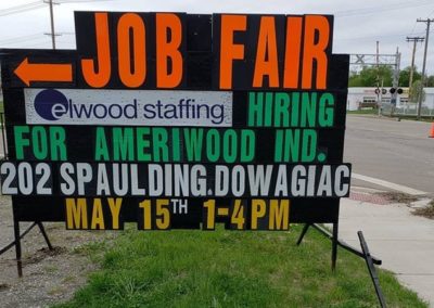 Elwood Staffing Job Fair in Dowagiac and a Light Bright Sign