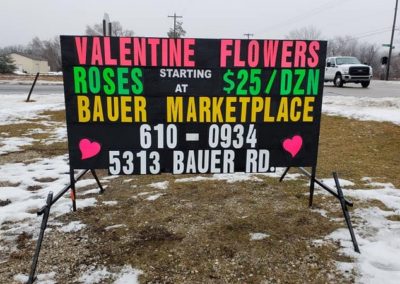 Bauer Marketplace Hudsonville Valentine Day portable black sign